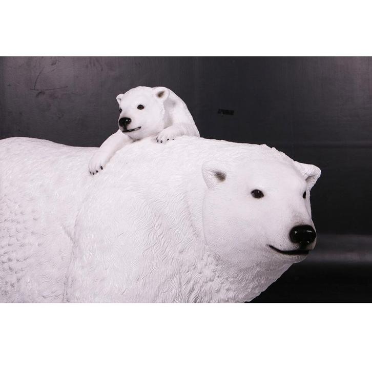 Polar Bear beeld met jong – IJsbeer Hoogte 190 cm, Verzamelen, Dierenverzamelingen, Nieuw, Ophalen