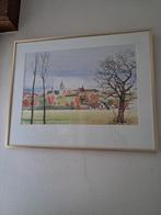 aquarel zicht op st pieters leeuw en de kerk, Antiek en Kunst, Ophalen of Verzenden