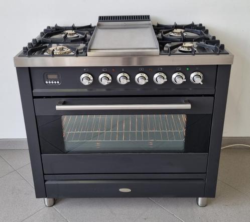 🍀 Poêle Boretti de luxe 90 cm anthracite Frytop 5 brûleurs, Electroménager, Cuisinières, Comme neuf, Autoportant, 5 zones de cuisson ou plus