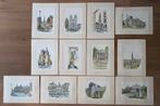 Lot de 12 pièces Lithographies Signées "Math" de Bruxelles, Antiquités & Art, Enlèvement ou Envoi