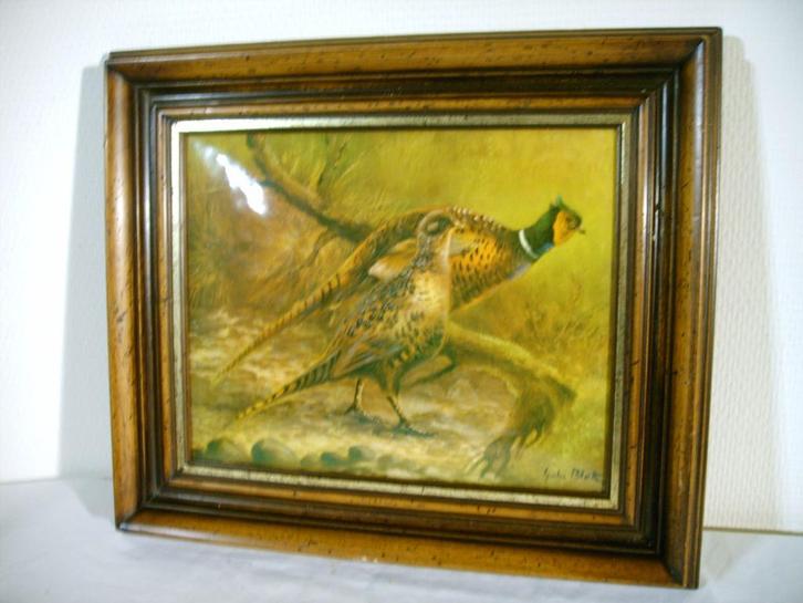 Emaillen portret van twee fazanten., Antiek en Kunst, Curiosa en Brocante, Ophalen of Verzenden