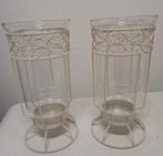 Bougeoirs en verre et métal, blancs, Enlèvement, Blanc, Métal