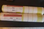 2 rollen behang papier  wit met grijs en groene/ gelestreep, Huis en Inrichting, Stoffering | Behang, Verzenden, Grijs