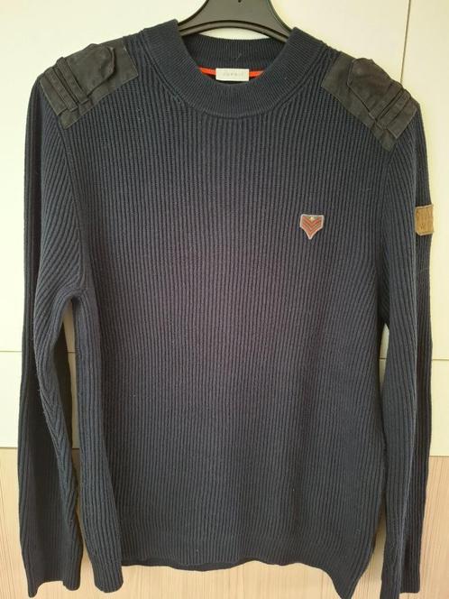 Pull Homme ESPRIT bleu marine avec empiècement épaules, Kleding | Heren, Truien en Vesten, Gedragen, Maat 56/58 (XL), Blauw, Verzenden
