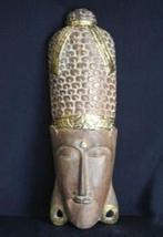 Birmaans Boeddha masker Suar eikenhout (goudaccent)- H 98 cm, Antiquités & Art, Envoi