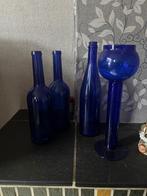 glazen blauwe set, Huis en Inrichting, Woonaccessoires | Vazen, Ophalen, Gebruikt, Blauw, Glas