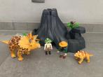Dinosaurus met vulkaan en set onderzoekers, Kinderen en Baby's, Speelgoed | Playmobil, Ophalen, Gebruikt
