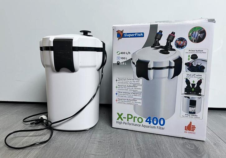 SuperFish X-Pro 400 externe filter – 400L/u – tot 100L, Dieren en Toebehoren, Vissen | Aquaria en Toebehoren, Zo goed als nieuw