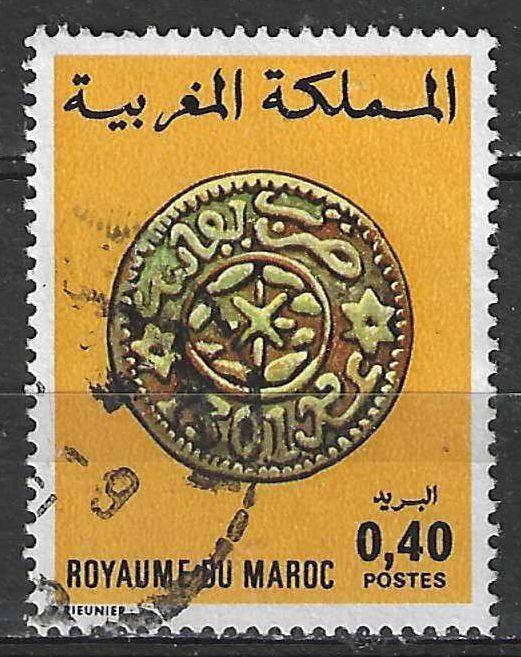 Maroc 1976 - Yvert 746 - Monnaies anciennes - 40 c. (ST), Timbres & Monnaies, Timbres | Afrique, Affranchi, Maroc, Envoi