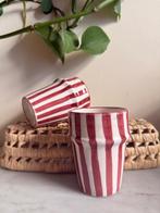 Set of Red Striped Cups - Handmade Pottery in Marrakech, Maison & Meubles, Cuisine | Vaisselle, Neuf, Verre ou Verres, Enlèvement ou Envoi