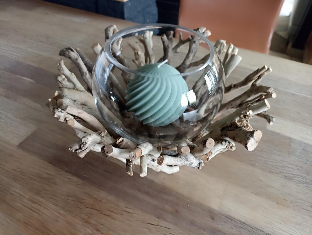 Bougeoir bois et verre, Enlèvement ou Envoi