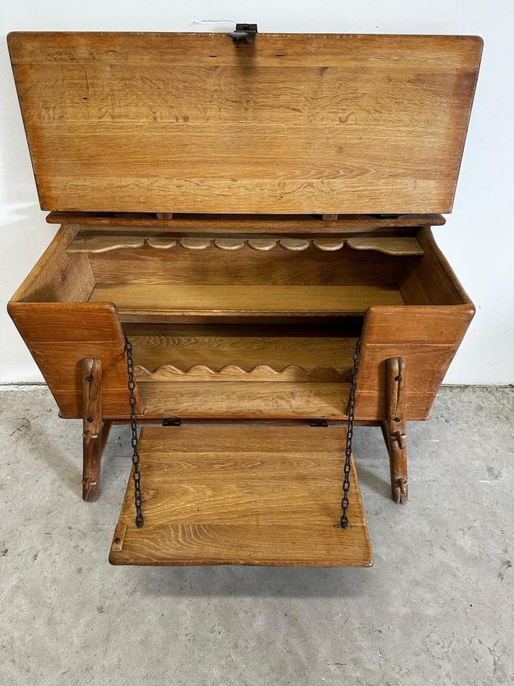 Antieke eiken barkast / kistbank – jaren 40, Antiek en Kunst, Antiek | Meubels | Kasten, Ophalen