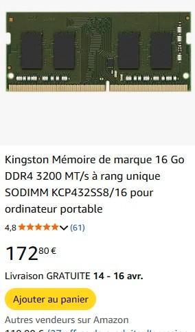 RAM DDR 4 (neuve) – RAM DDR 5 (peu utilisée), Informatique & Logiciels, Mémoire RAM, Neuf, Laptop, 16 GB, DDR, Enlèvement