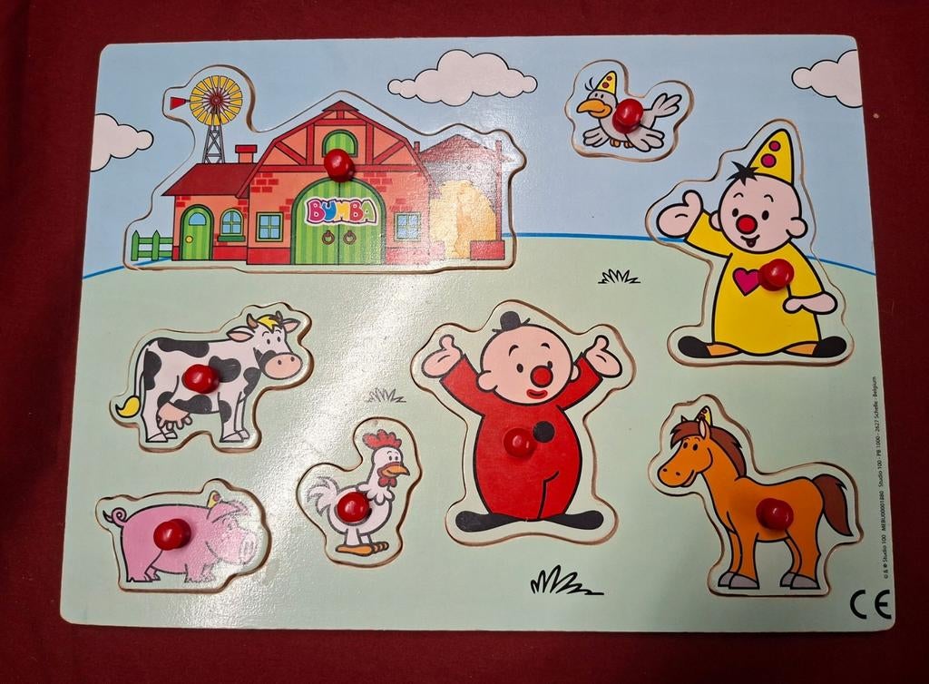 Houten puzzel : noppenpuzzel bumba boerderij, Ophalen of Verzenden