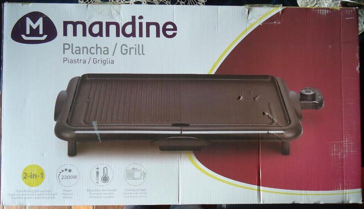 Mandine- plancha/grill, Electroménager, Plaques de gril, Neuf, Enlèvement ou Envoi