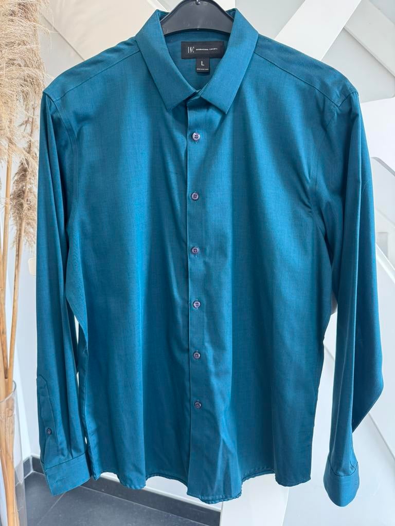 Blauw herenhemd van INC, Kleding | Heren, Overhemden, Ophalen of Verzenden, Zo goed als nieuw, Blauw