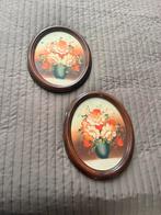 Peinture  fleurs Summers avec  cadre ovale vintage, Antiquités & Art, Enlèvement ou Envoi