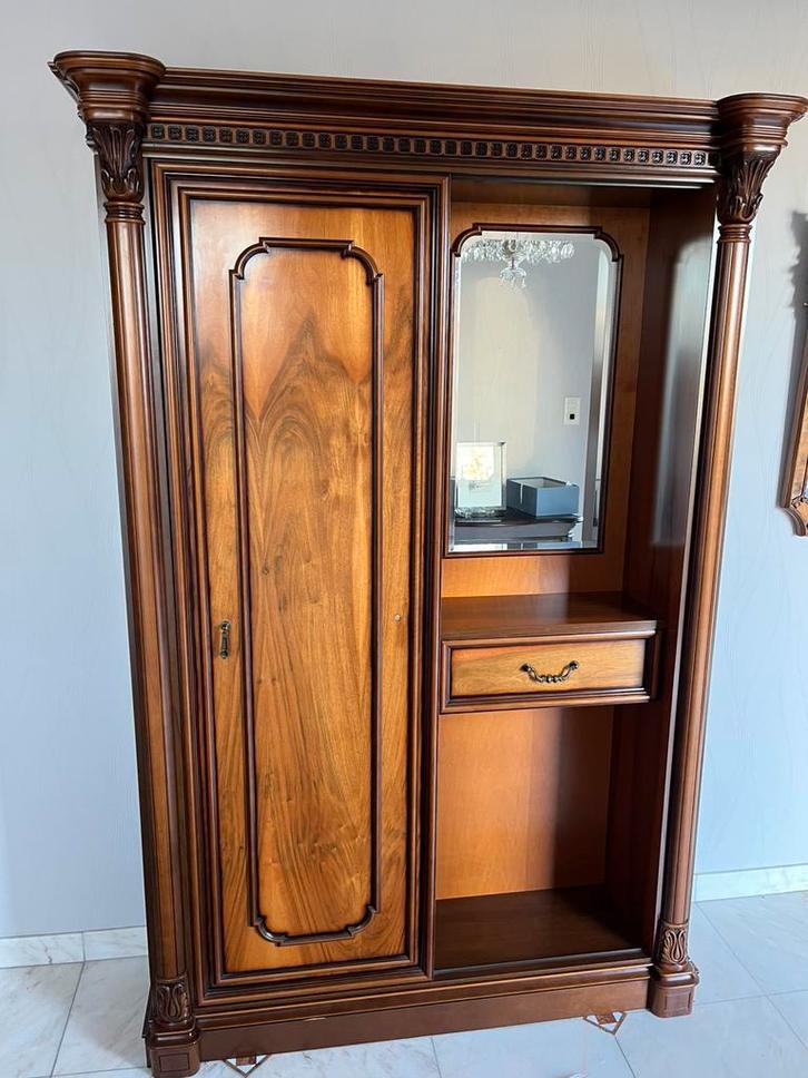 houten halgarderobe / vestiairekast met spiegel – klassiek, Antiek en Kunst, Antiek | Meubels | Kasten, Ophalen