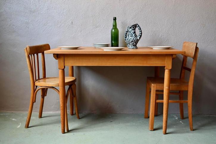Table bistrot en bois vintage rétro années 50, Maison & Meubles, Tables | Tables à manger, Utilisé, 100 à 150 cm, Moins de 50 cm