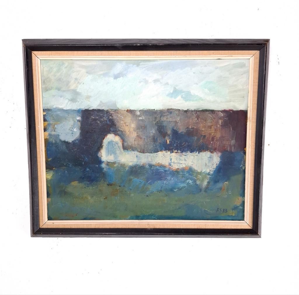 Abstract schilderij jaren 80 Frank Storgaard, Ophalen of Verzenden