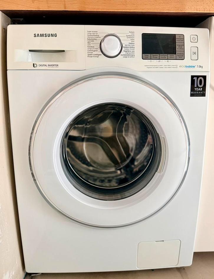 Wasmachine 7kg Samsung EcoBubble A+++ werkt perfect!, Elektronische apparatuur, Wasmachines, Gebruikt, Voorlader, 6 tot 8 kg, Minder dan 85 cm