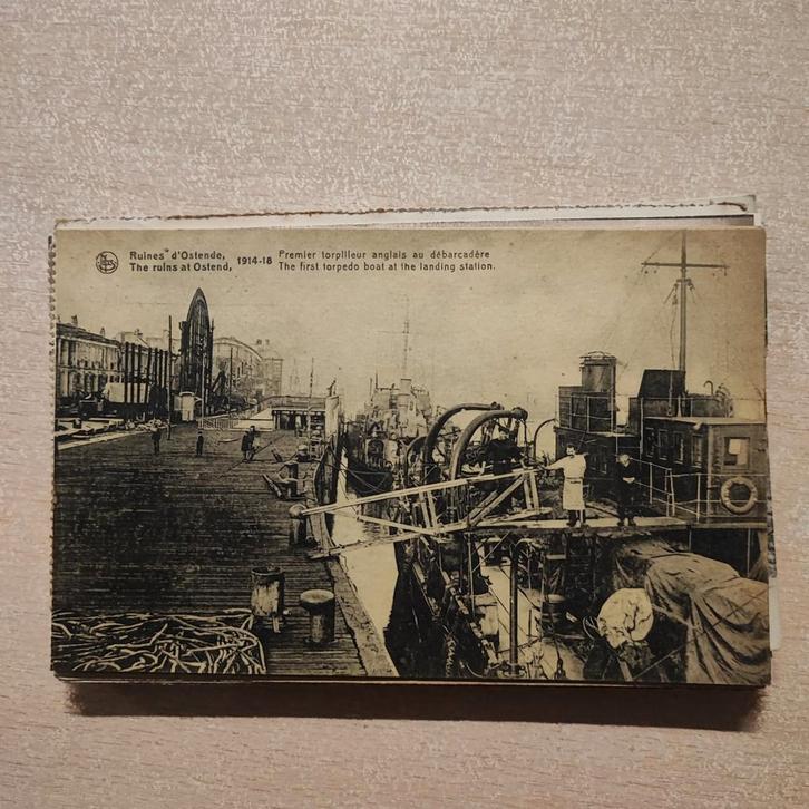 Ruines d'Ostende : premier torpilleur anglais au débarcadère, Collections, Objets militaires | Général, Enlèvement ou Envoi