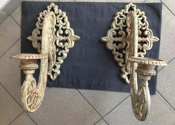 Wandkandelaar Tuin ornamenten H 50 Smeedwerk Kasteel Antiek, Ophalen of Verzenden, Overige materialen