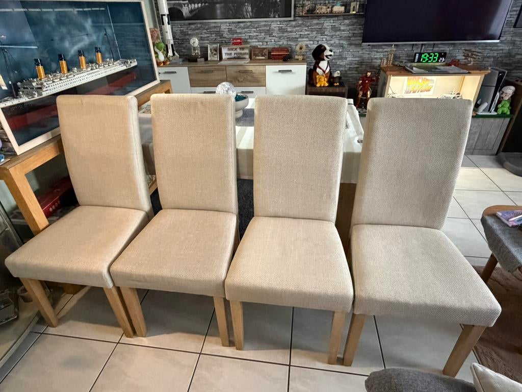 4 Stoel TUREBY beige stof, Ophalen, Zo goed als nieuw, Stof