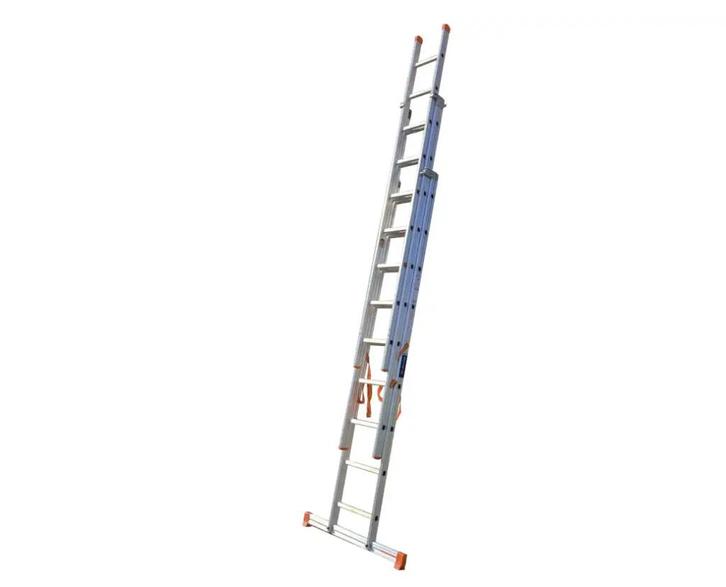 Echelle pro 3 sections sécurisée, Bricolage & Construction, Échelles & Escaliers, Comme neuf, Échelle, 4 mètres ou plus, Pliable ou rétractable/escamotable