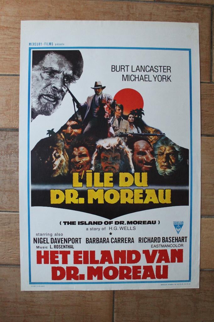 filmaffiche The Island Of Dr. Moreau 1977 filmposter, Collections, Enlèvement ou Envoi, Rectangulaire vertical, A1 jusqu'à A3