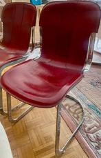 6 bordeauxrode leren Cidue-stoelen van Willy Rizzo, Ophalen, Gebruikt, Vijf, Zes of meer stoelen, Leer