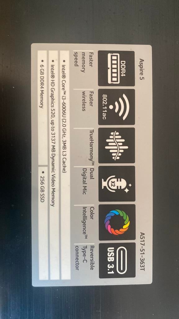 Pc Portable 17” Acer, Computers en Software, Ophalen, 2 tot 3 Ghz, Zo goed als nieuw, SSD