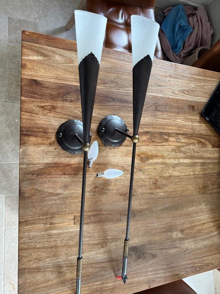 wandlamp, Ophalen, Vintage, Zo goed als nieuw, Glas