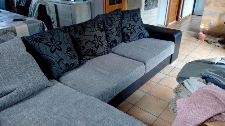 canapé d'angle, Maison & Meubles, Canapés | Coins salons complets, Utilisé, Cuir, Tissus, Enlèvement