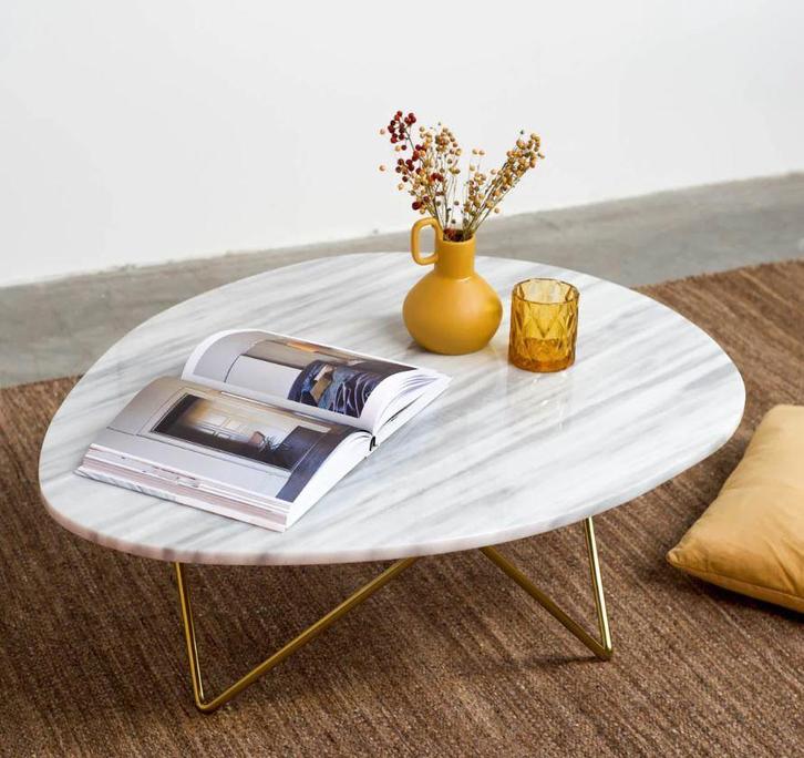 Furnified marmeren salontafel - goud onderstel - nieuw €439, Huis en Inrichting, Tafels | Salontafels, Ophalen