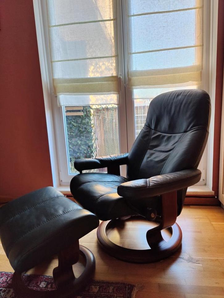 Stressless (Ekornes) | Ligstoel | Leer | Met voetsteun, Huis en Inrichting, Fauteuils, Gebruikt, Leer, Ophalen