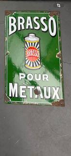 Oud emaille reclame bord Brasso, Ophalen of Verzenden, Gebruikt, Reclamebord