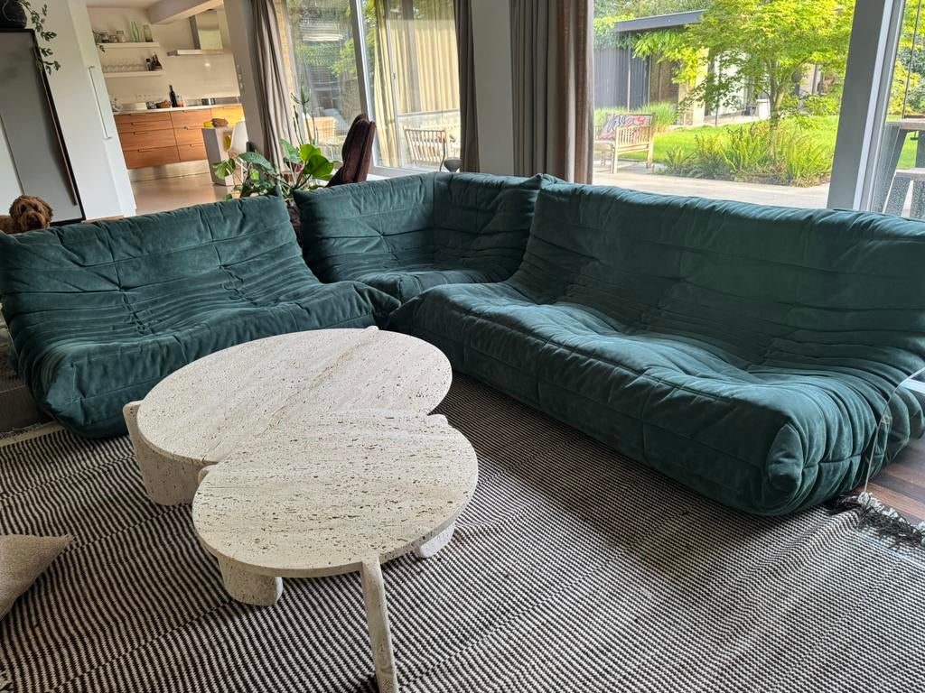 Volledige salon Ligne Roset Togo green Alcantara, Huis en Inrichting, Ophalen, Zo goed als nieuw