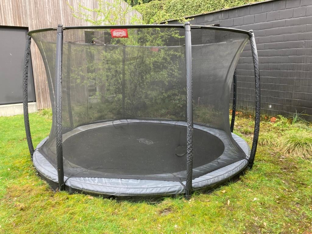 Trampoline Berg InGround Champion Grey 380 met net, Kinderen en Baby's, Speelgoed | Buiten | Trampolines, Ophalen, Gebruikt