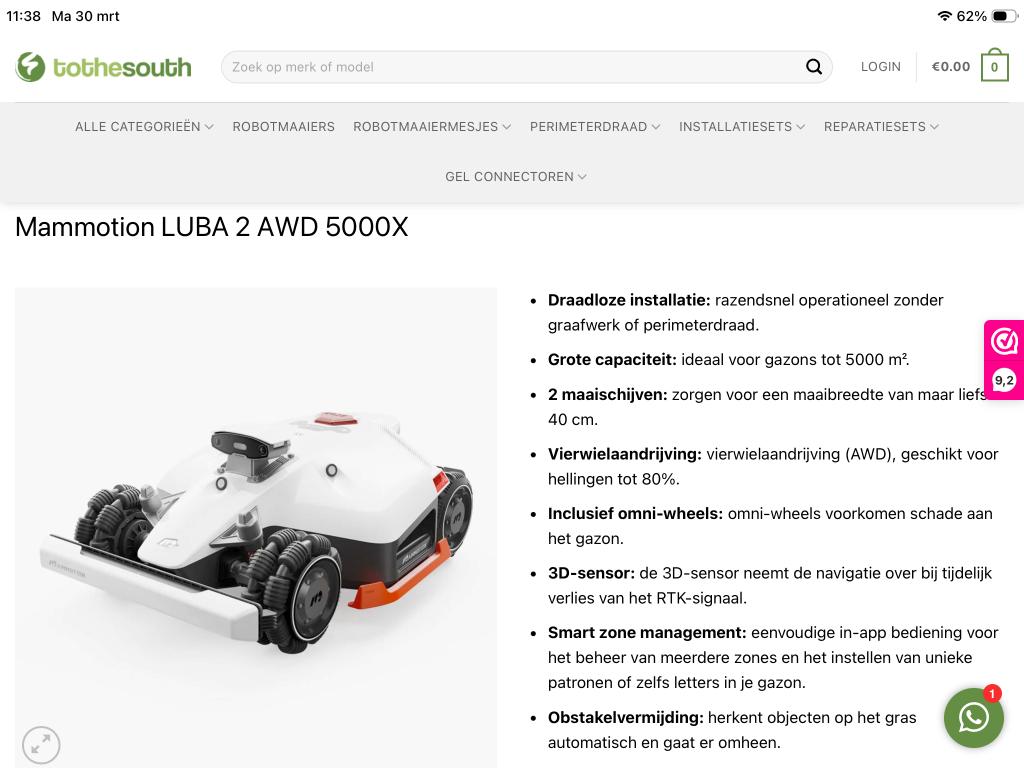 robotmaaier, Ophalen, Nieuw, Meer dan 25 cm, Bestuurbaar via app