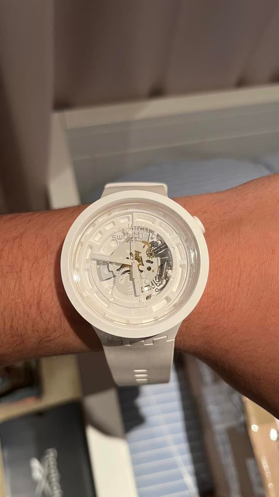 Wit Swatch-horloge, Handtassen en Accessoires, Ophalen, Kunststof, Polshorloge, Swatch