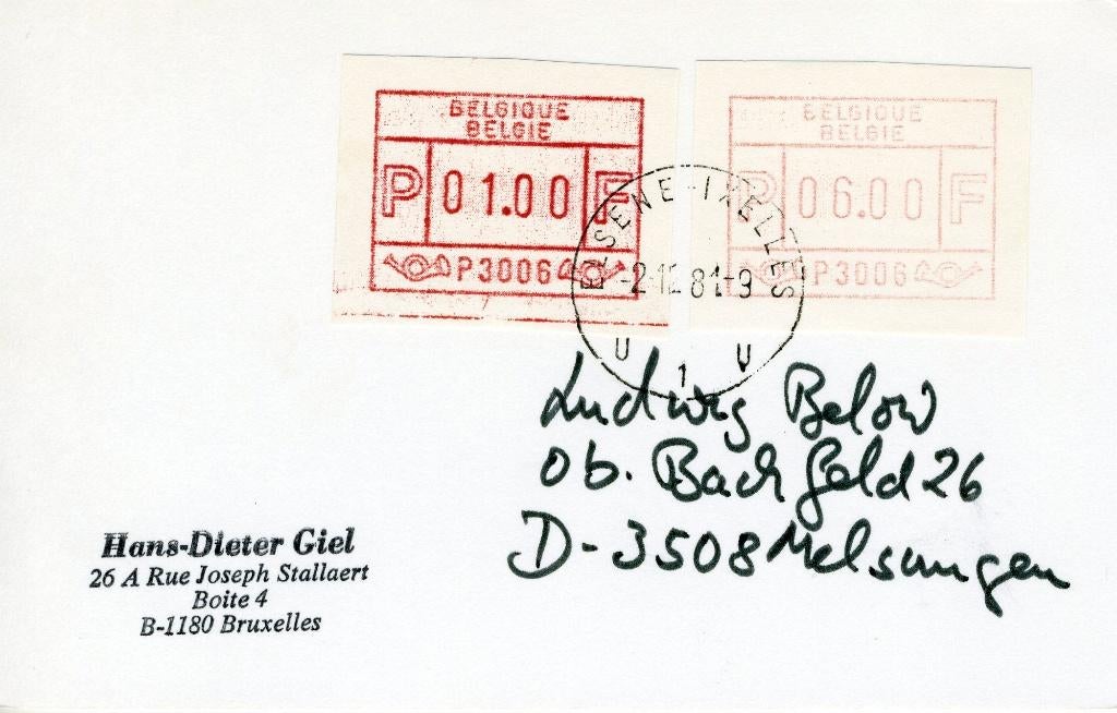(B) ATM6 FDC Briefkaart 1981 - 1-6 BEF, Ophalen of Verzenden, Gestempeld, 1e dag stempel
