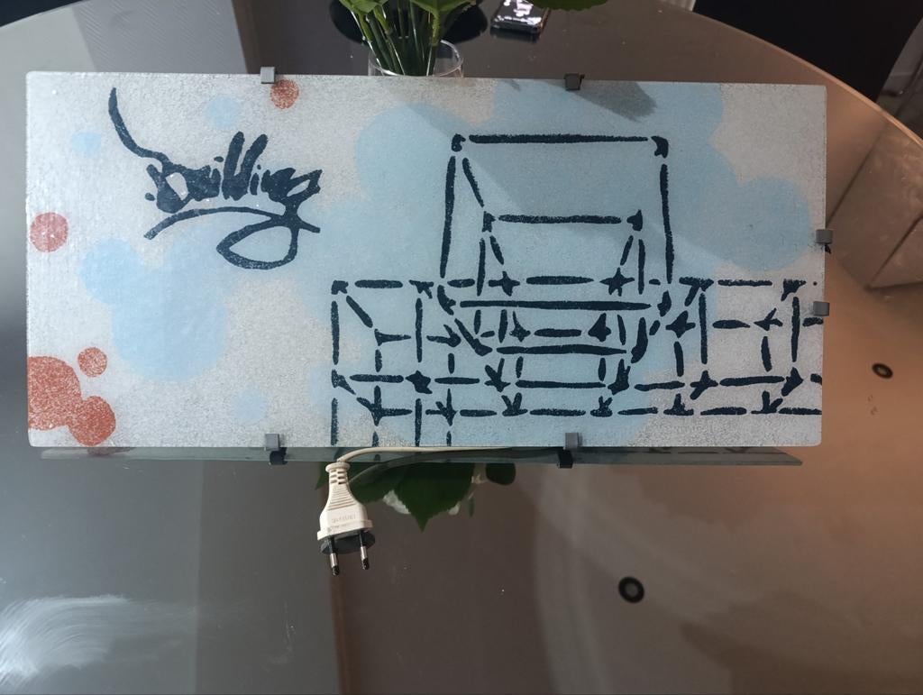 Wandamp. Lichtblauw / meerkleurig _vintage, Huis en Inrichting, Lampen | Hanglampen, Glas, Metaal, Ophalen