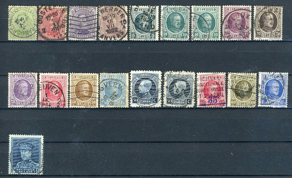 (B) Lot zegels Albert I gestempeld  (1915 - 1927) - 24, Ophalen of Verzenden, Gestempeld, Gestempeld