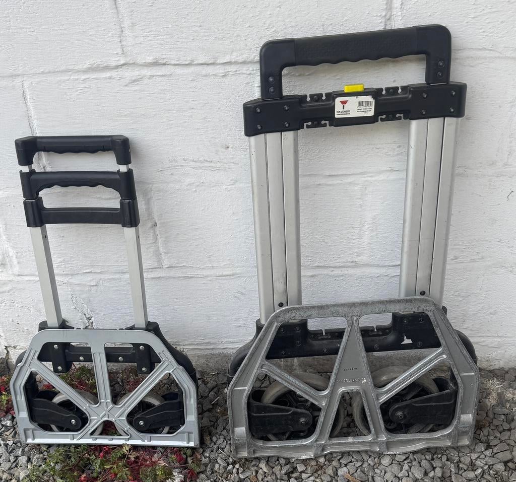 2 diable pliable en aluminium, 100 litres ou plus, Enlèvement ou Envoi, Utilisé, Diable