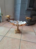 Schotel met 2 vogels opzij op goudkleurige voet, Ophalen