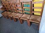 Eiken stoelen met rieten zitting 6x, Antiquités & Art, Enlèvement