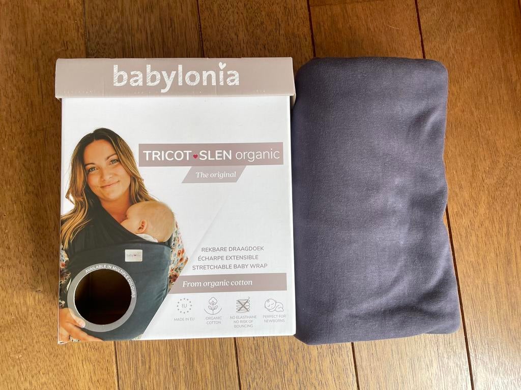Babylonia tricot slen organic (navy blue), Kinderen en Baby's, Ophalen, Zo goed als nieuw, Draagdoek
