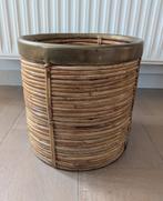 Jardinière panier plantes vintage rotin avec bord en laiton, Jardin & Terrasse, Bacs à fleurs & Jardinières, Enlèvement ou Envoi
