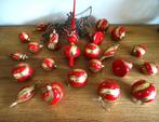 22 vintage kerstversieringen, rood en goudkleur, Ophalen of Verzenden, Gebruikt